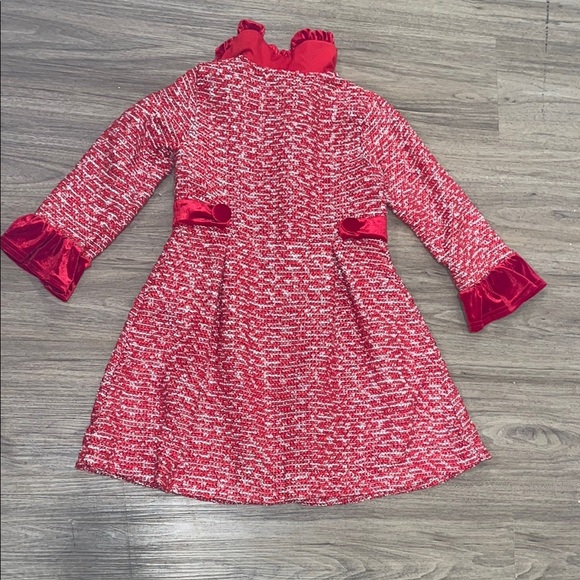 Red Tweed Coat with Velvet Accents - Picture 4 of 8